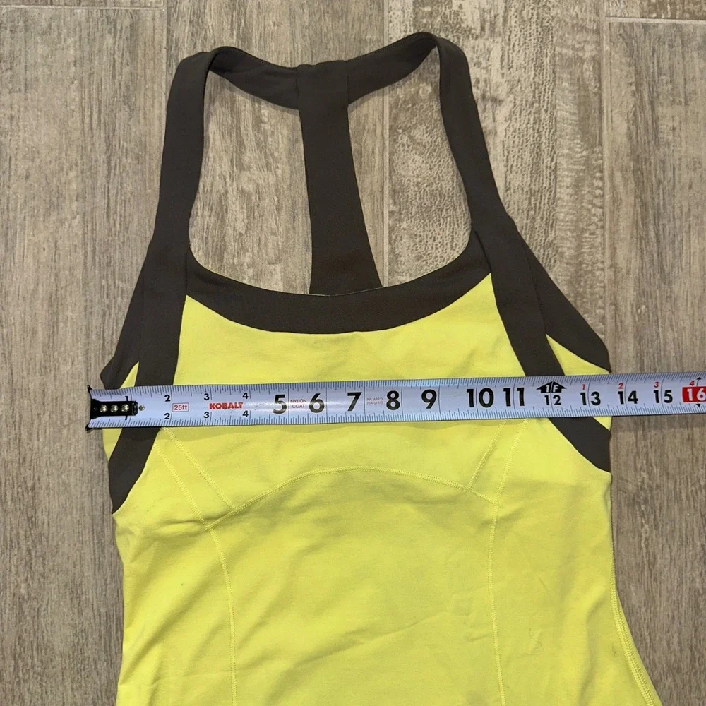 Alo Yoga Neon Yellow Grey Racerback Tennis Athletic Dress Built In Bra Small